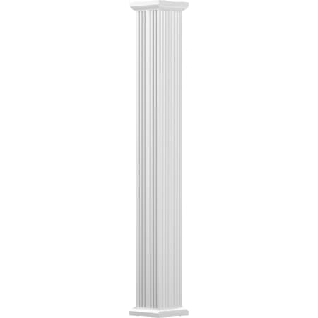 Ekena Millwork 12" x 8' Endura-Aluminum Column, Square Shaft (For Post Wrap Installation), Non-Tapered, FLuted EA1208INFSATUTU